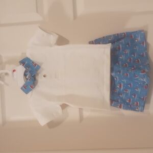 Sweetdil 2 piece Blue Sailboat Short Set New with Tags size 18 Months